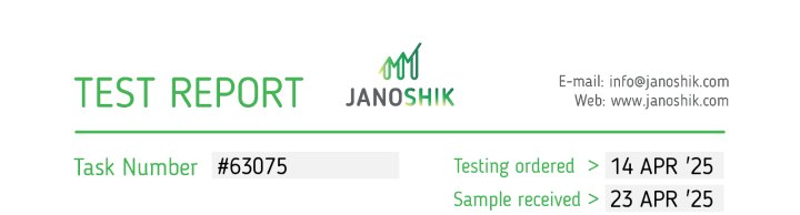 Janoshik report header for test record 63075