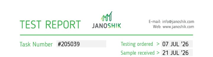 Janoshik report header for test record 205039